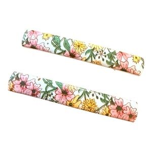 1970’s Floral French Barrettes Hair Clips,  Deadstock, Made in France, Pair, 2”